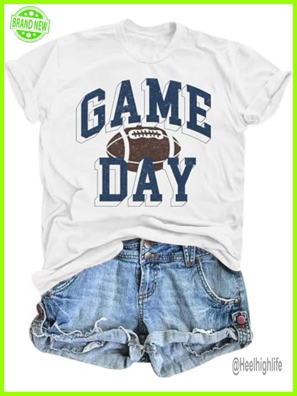 Football T-Shirt Women Game Day Short Sleeve Crew Neck Casual Top
